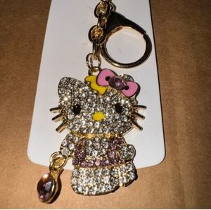 Hello Kitty Sparkling Keychain - Pink, Gold, and Yellow Bagcharm